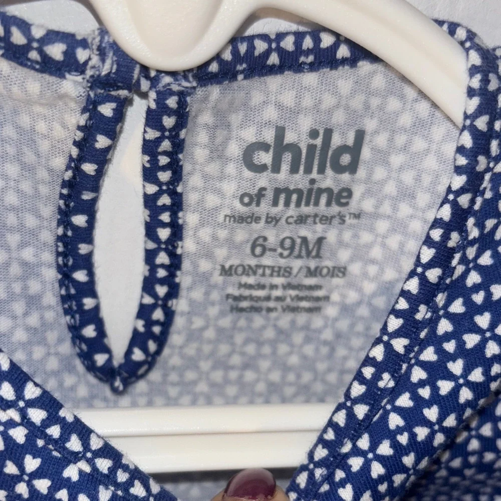 Child of mine blue and white heart design Dress with Pink Whale size 6-9 months